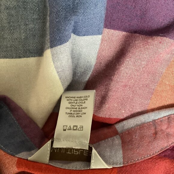 MULTIPLES Sweet Heart Plaid Tunic Top Linen Rayon Sz XS #228E - Picture 3 of 9